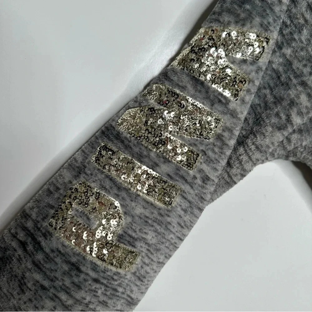 Victorias Secret PINK Gray Gold Sequin Plush Robe Size XS/S - Picture 8 of 11